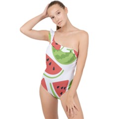 Watermelon Juice Auglis Clip Art Watermelon Frilly One Shoulder Swimsuit by Vaneshart