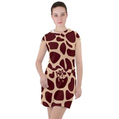 Animal Print Giraffe Patterns Drawstring Hooded Dress by Vaneshart