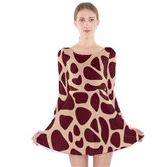 Animal Print Giraffe Patterns Long Sleeve Velvet Skater Dress by Vaneshart