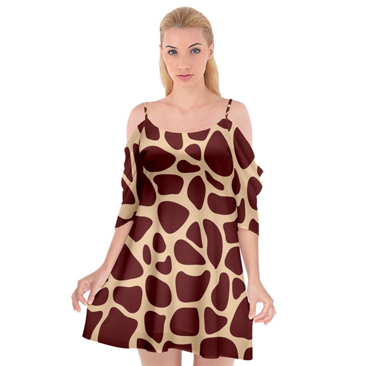 Animal Print giraffe Patterns Cutout Spaghetti Strap Chiffon Dress