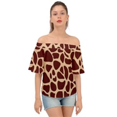 Animal Print Giraffe Patterns Off Shoulder Short Sleeve Top