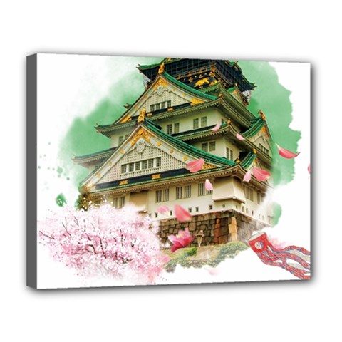 Osaka Castle Nagoya Castle Kumamoto Castle Canvas 14  X 11  (stretched) by Vaneshart