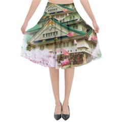 Osaka Castle Nagoya Castle Kumamoto Castle Flared Midi Skirt by Vaneshart