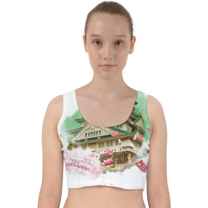 Osaka Castle Nagoya Castle Kumamoto Castle Velvet Racer Back Crop Top