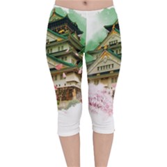 Osaka Castle Nagoya Castle Kumamoto Castle Velvet Capri Leggings 