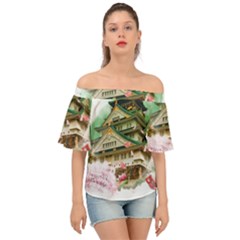 Osaka Castle Nagoya Castle Kumamoto Castle Off Shoulder Short Sleeve Top