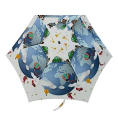 Earth Rocket Vector Earth Mini Folding Umbrellas by Vaneshart