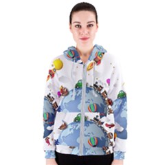 Earth Rocket Vector Earth Women s Zipper Hoodie by Vaneshart