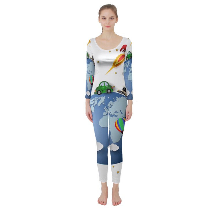 Earth Rocket Vector Earth Long Sleeve Catsuit