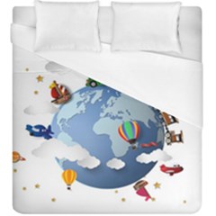 Earth Rocket Vector Earth Duvet Cover (king Size) by Vaneshart