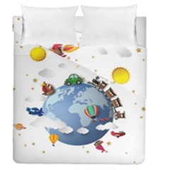 Earth Rocket Vector Earth Duvet Cover Double Side (queen Size) by Vaneshart