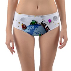 Earth Rocket Vector Earth Reversible Mid-waist Bikini Bottoms by Vaneshart