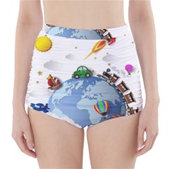 Earth Rocket Vector Earth High-waisted Bikini Bottoms by Vaneshart