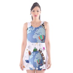 Earth Rocket Vector Earth Scoop Neck Skater Dress by Vaneshart