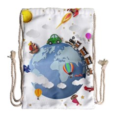 Earth Rocket Vector Earth Drawstring Bag (large) by Vaneshart