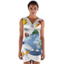 Earth Rocket Vector Earth Wrap Front Bodycon Dress View1