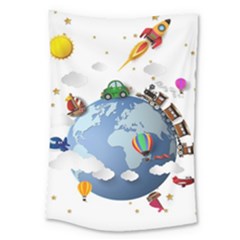 Earth Rocket Vector Earth Large Tapestry by Vaneshart