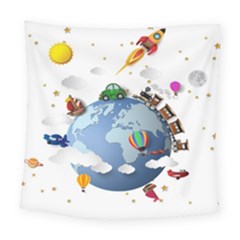 Earth Rocket Vector Earth Square Tapestry (large) by Vaneshart