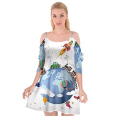 Earth Rocket Vector Earth Cutout Spaghetti Strap Chiffon Dress by Vaneshart