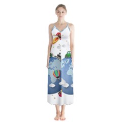 Earth Rocket Vector Earth Button Up Chiffon Maxi Dress by Vaneshart