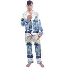 Earth Rocket Vector Earth Men s Satin Pajamas Long Pants Set by Vaneshart