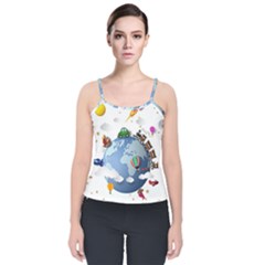 Earth Rocket Vector Earth Velvet Spaghetti Strap Top by Vaneshart