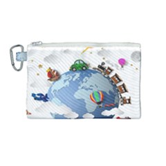 Earth Rocket Vector Earth Canvas Cosmetic Bag (medium) by Vaneshart