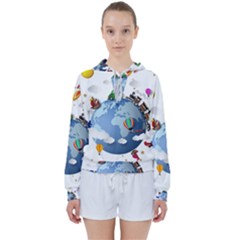 Earth Rocket Vector Earth Women s Tie Up Sweat by Vaneshart