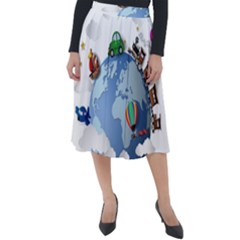 Earth Rocket Vector Earth Classic Velour Midi Skirt  by Vaneshart