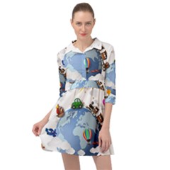 Earth Rocket Vector Earth Mini Skater Shirt Dress by Vaneshart