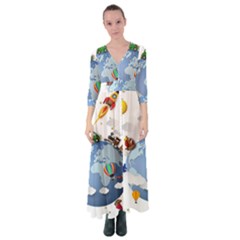 Earth Rocket Vector Earth Button Up Maxi Dress by Vaneshart