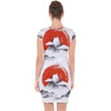 Mount Fuji Mountain Ink Wash Painting Capsleeve Drawstring Dress  View2