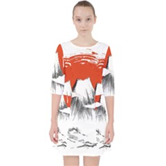 Mount Fuji Mountain Ink Wash Painting Pocket Dress by Vaneshart