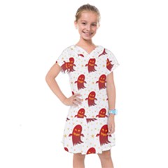 Ghost Halloween Drawing Flower Leaf Kids  Drop Waist Dress by Vaneshart