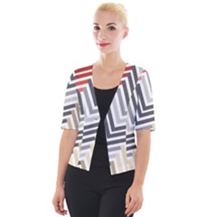 Abstract Colorful Geometric Pattern Cropped Button Cardigan by Vaneshart