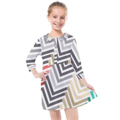 Abstract Colorful Geometric Pattern Kids  Quarter Sleeve Shirt Dress