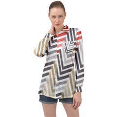 Abstract Colorful Geometric Pattern Long Sleeve Satin Shirt