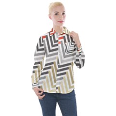 Abstract Colorful Geometric Pattern Women s Long Sleeve Pocket Shirt