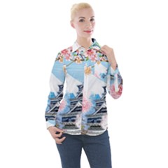 Japan National Cherry Blossom Festival Japanese Women s Long Sleeve Pocket Shirt