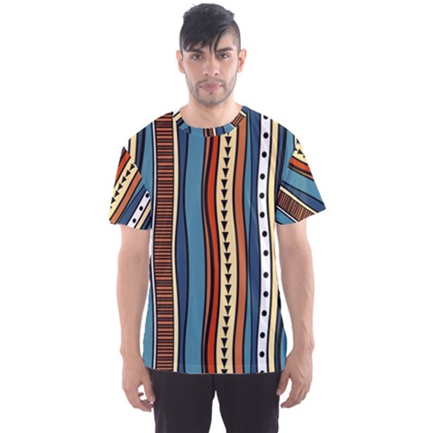 Stripes Hand Drawn Tribal Colorful Background Pattern Men s Sports Mesh Tee by Vaneshart