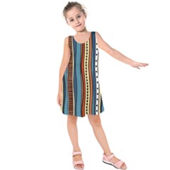 Stripes Hand Drawn Tribal Colorful Background Pattern Kids  Sleeveless Dress by Vaneshart