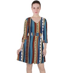 Stripes Hand Drawn Tribal Colorful Background Pattern Ruffle Dress by Vaneshart