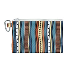 Stripes Hand Drawn Tribal Colorful Background Pattern Canvas Cosmetic Bag (medium) by Vaneshart