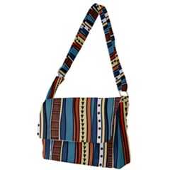 Stripes Hand Drawn Tribal Colorful Background Pattern Full Print Messenger Bag by Vaneshart