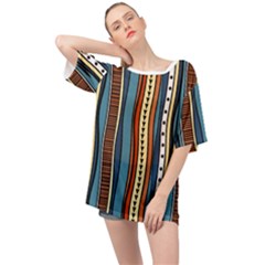 Stripes Hand Drawn Tribal Colorful Background Pattern Oversized Chiffon Top by Vaneshart