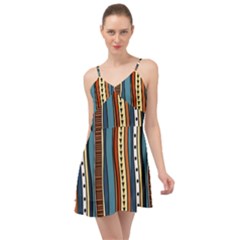 Stripes Hand Drawn Tribal Colorful Background Pattern Summer Time Chiffon Dress