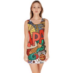 Earthquake And Tsunami Drawing Japan Illustration Bodycon Dress