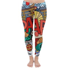 Earthquake And Tsunami Drawing Japan Illustration Classic Winter Leggings