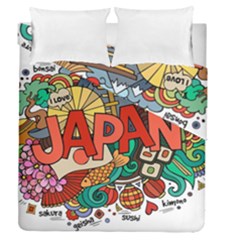 Earthquake And Tsunami Drawing Japan Illustration Duvet Cover Double Side (Queen Size)