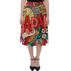 Earthquake And Tsunami Drawing Japan Illustration Classic Midi Skirt